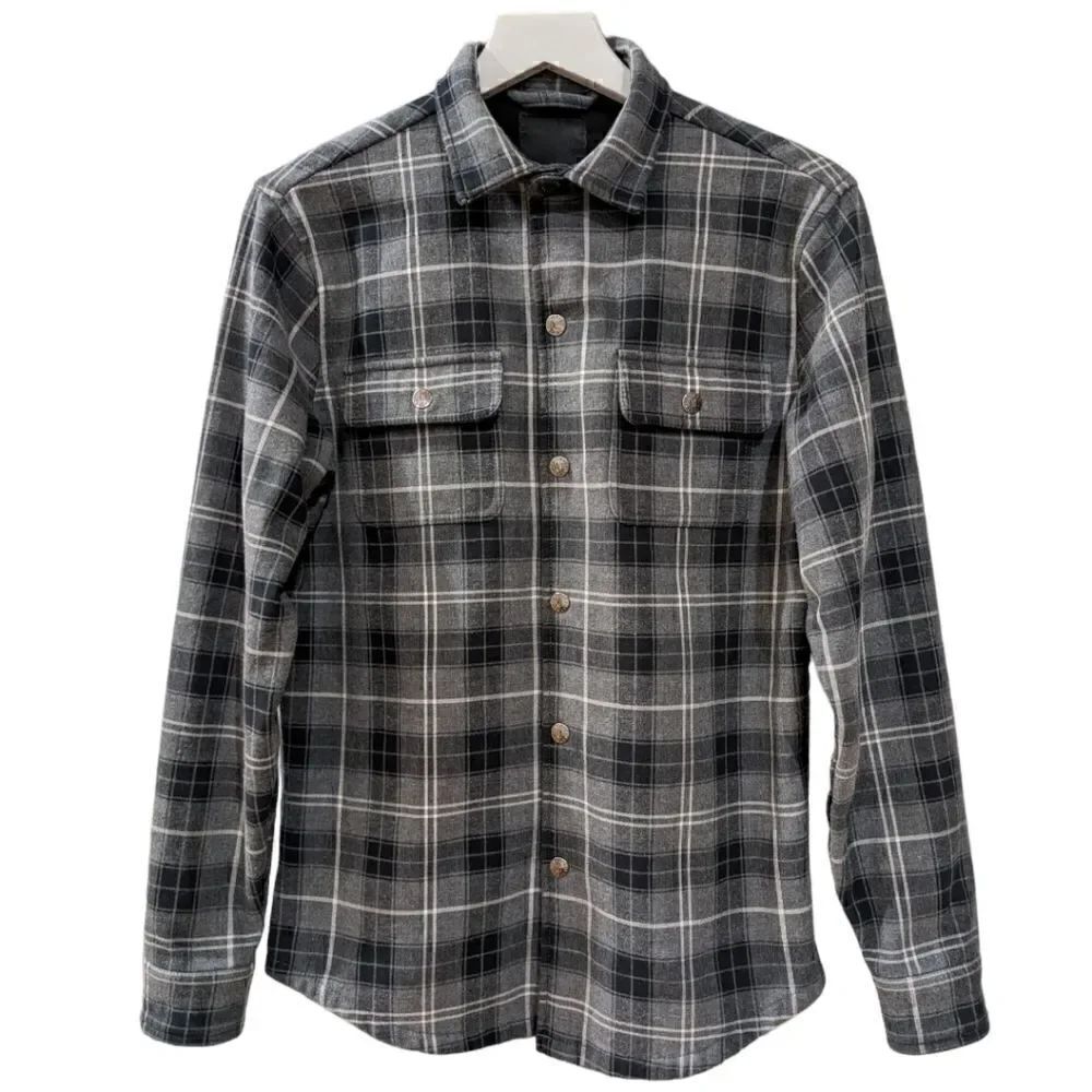Linksoul Jacket Mens S Plaid Shacket Thick Snap Buttons Down Front Collared